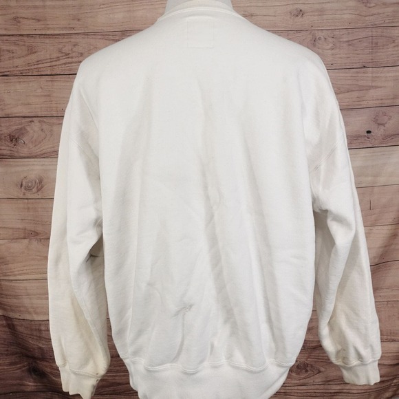 VINTAGE RUSSELL ATHLETIC PRO COTTON USA MADE WHITE CREW NECK SWEATSHIRT XL STAIN - Picture 12 of 16